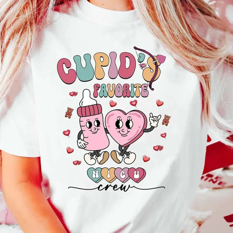 Cupid'S Favorite NICU Nurse Valentine School - Adult & Kids T-Shirts, Sweatshirts & Hoodies apparel design preview 1