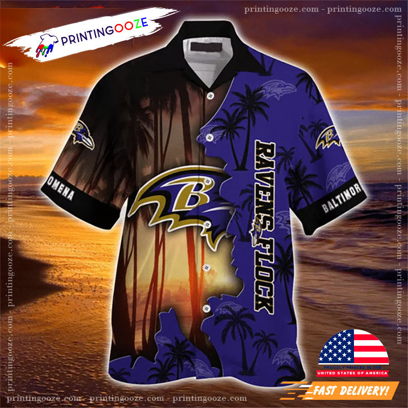 Custom Baltimore Ravens Hawaiian - Adult & Kids T-Shirts, Sweatshirts & Hoodies apparel design preview 1