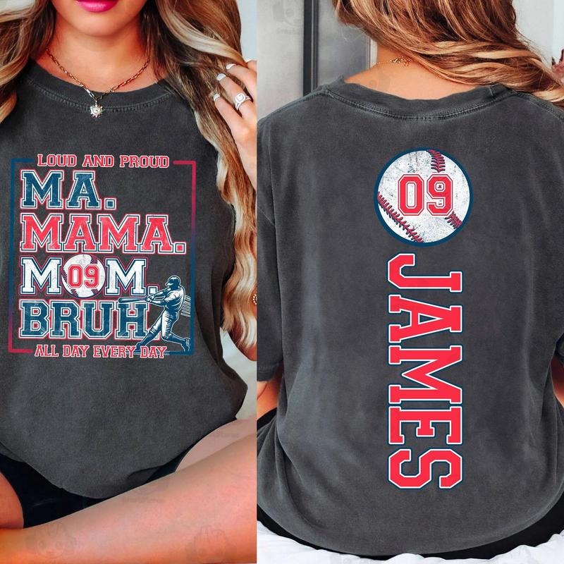 Custom Baseball Ma Mama Mom Bruh 2 Sides Sports - Adult & Kids T-Shirts, Sweatshirts & Hoodies apparel design preview 1
