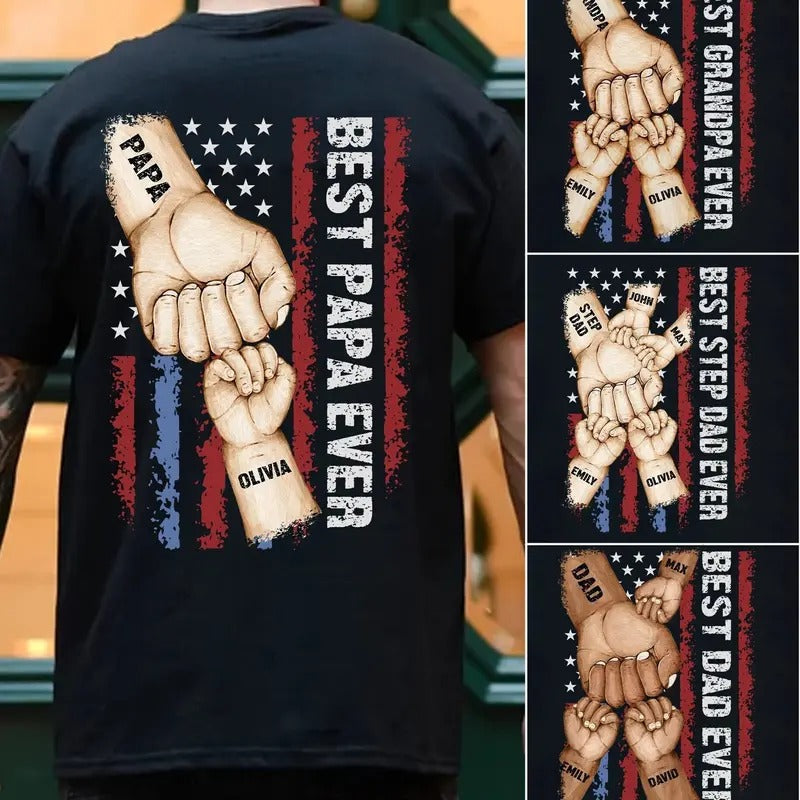 Custom Best Dad Ever Raised Fist Bump Customized - Adult & Kids T-Shirts, Sweatshirts & Hoodies apparel design preview 1