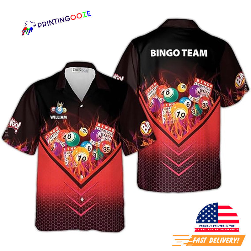 Custom Bingo On Fire Lucky Number Hawaiian - Adult & Kids T-Shirts, Sweatshirts & Hoodies apparel design preview 1