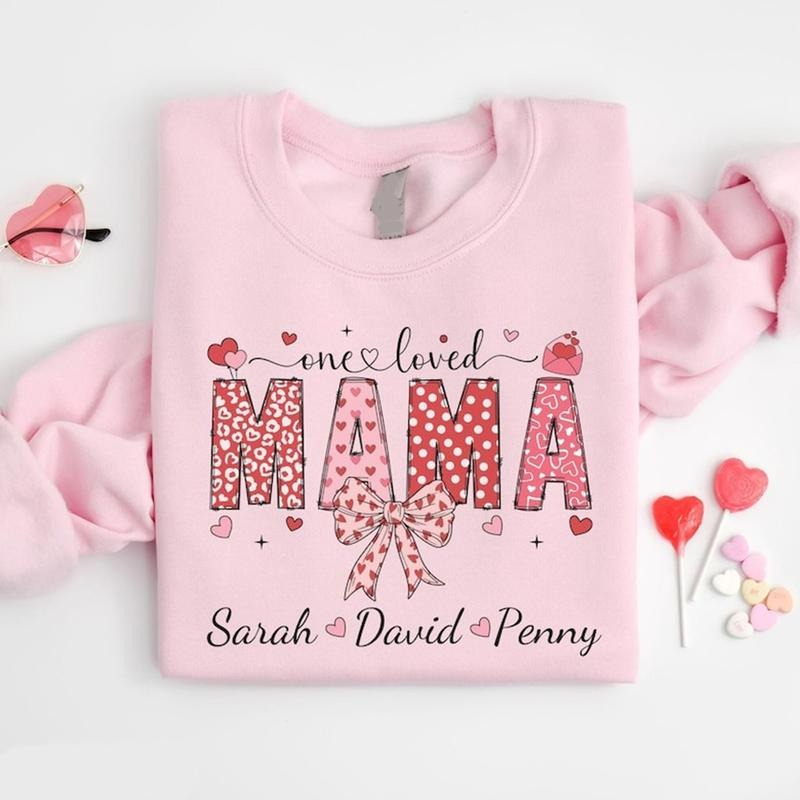Custom Coquette Mama One Loved Personalized Mom Bow - Adult & Kids T-Shirts, Sweatshirts & Hoodies apparel design preview 1