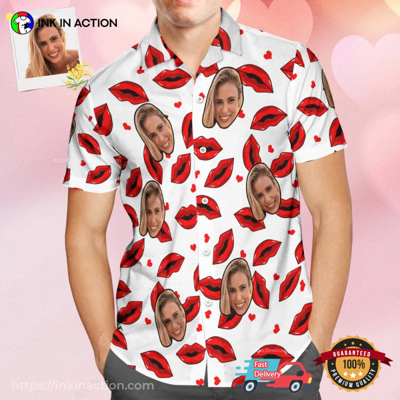 Custom Face Red Lips Hawaiian - Adult & Kids T-Shirts, Sweatshirts & Hoodies apparel design preview 1
