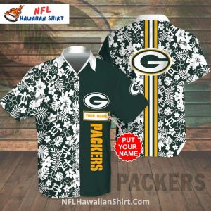 Custom Green Bay Packers Floral Stripe Hawaiian - Adult & Kids T-Shirts, Sweatshirts & Hoodies apparel design preview 1