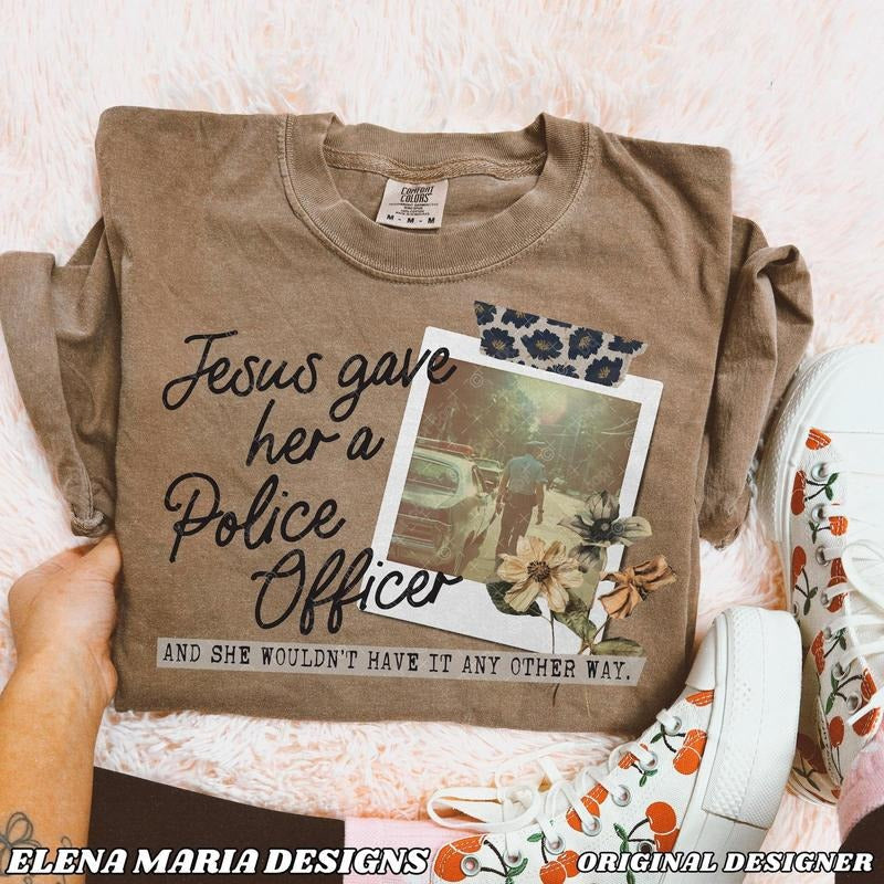 Custom Jesus Gave Her Police Officer Dad - Adult & Kids T-Shirts, Sweatshirts & Hoodies apparel design preview 1