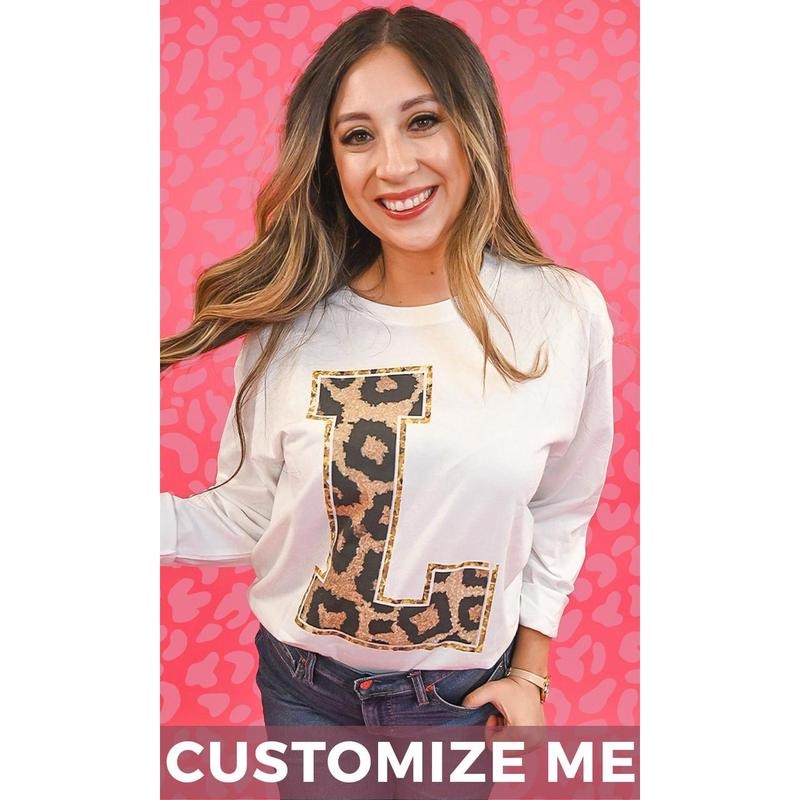 Custom Leopard Glitter Initial Chic Personal - Adult & Kids T-Shirts, Sweatshirts & Hoodies apparel design preview 1