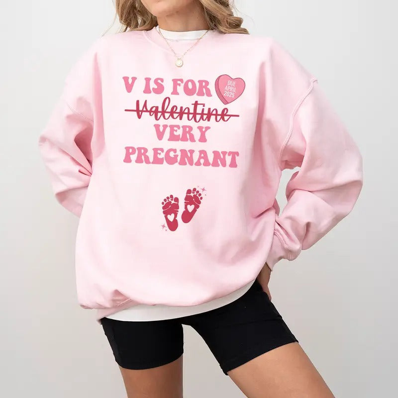 Custom Month Pregnancy Announcement Valentine - Adult & Kids T-Shirts, Sweatshirts & Hoodies apparel design preview 1