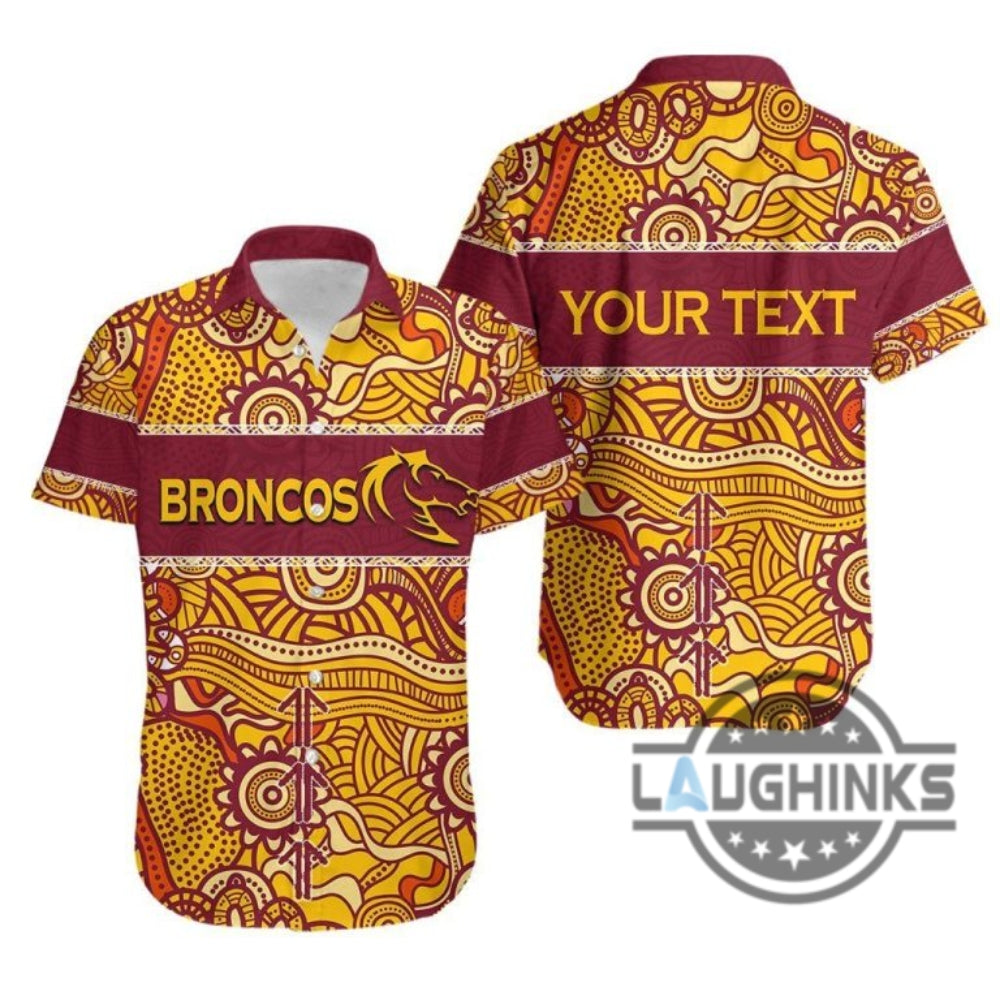 Custom Name Nrl Brisbane Broncos Aboriginal Pattern - Adult & Kids T-Shirts, Sweatshirts & Hoodies apparel design preview 1