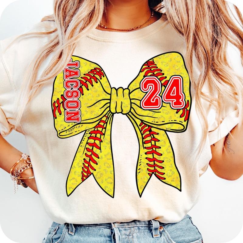 Custom Name Softball Coquette Bow Mama Game Day Mom - Adult & Kids T-Shirts, Sweatshirts & Hoodies apparel design preview 1