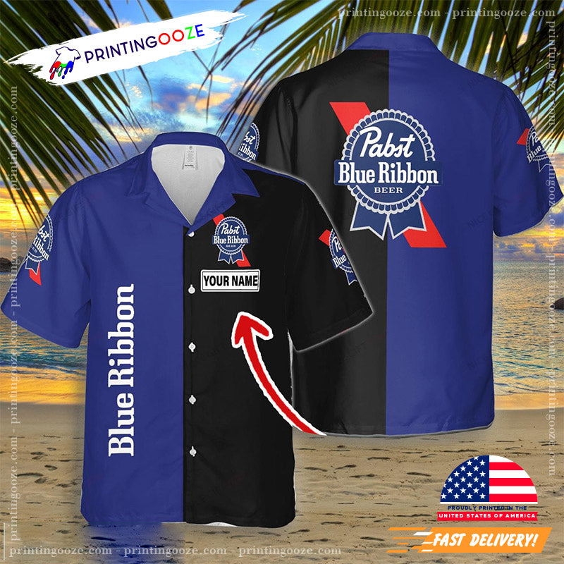Custom Pabst Blue Ribbon Black Hawaiian - Adult & Kids T-Shirts, Sweatshirts & Hoodies apparel design preview 1