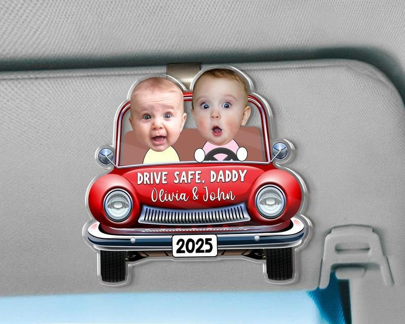 Custom Photo Car Visor Clip Drive Safe Daddy Vintage - Adult & Kids T-Shirts, Sweatshirts & Hoodies apparel design preview 1