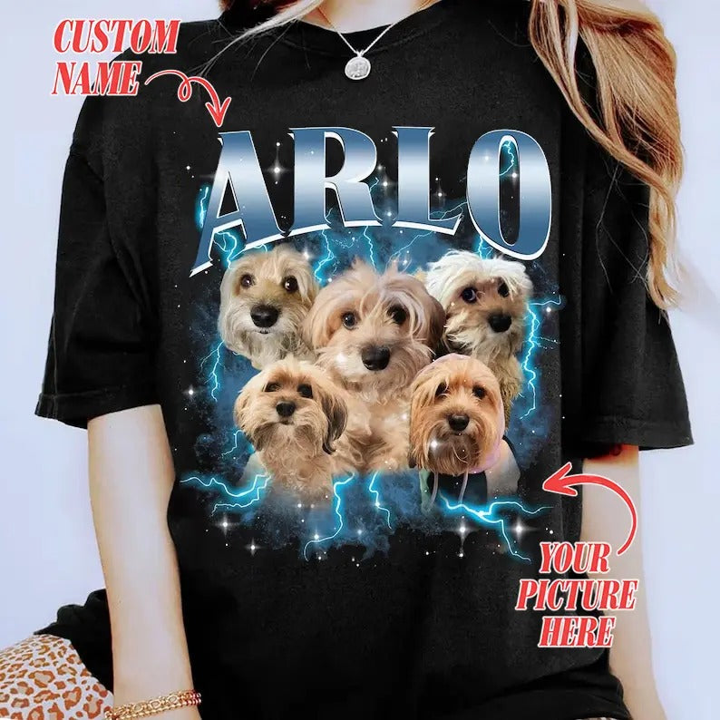 Custom Photo Dog Bootleg 90s Rap Pet Your Own Change - Adult & Kids T-Shirts, Sweatshirts & Hoodies apparel design preview 1