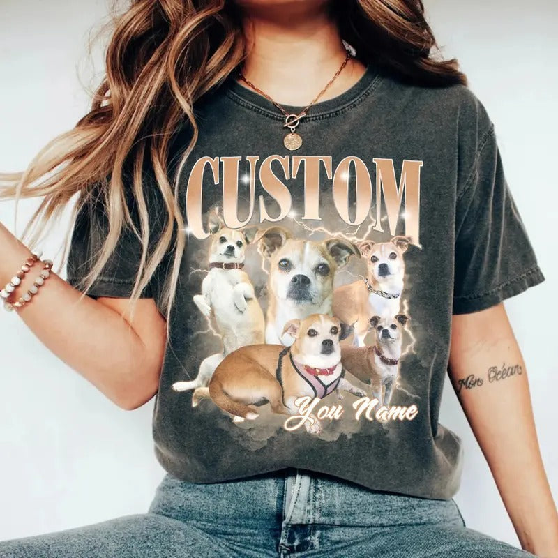 Custom Photo Dog Bootleg 90s Rap Pet Your Own Change - Adult & Kids T-Shirts, Sweatshirts & Hoodies apparel design preview 1