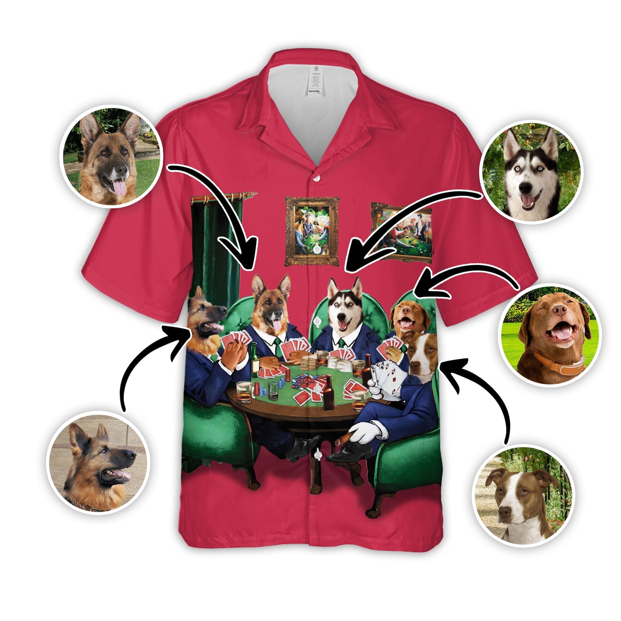 Custom Dog Poker Short-Sleeve Hawaiian Personalized - Adult & Kids T-Shirts, Sweatshirts & Hoodies apparel design preview 1
