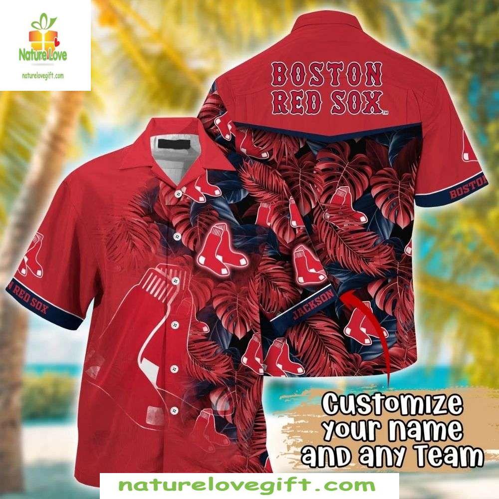Boston Red Sox Hawaiian Customizable MLB Aloha - Adult & Kids T-Shirts, Sweatshirts & Hoodies apparel design preview 1