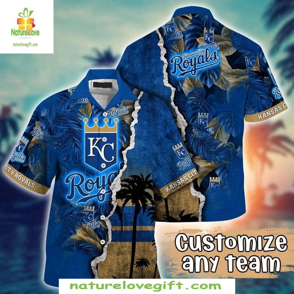 Kansas City Royals Hawaiian Custom Tropical Sunset - Adult & Kids T-Shirts, Sweatshirts & Hoodies apparel design preview 1