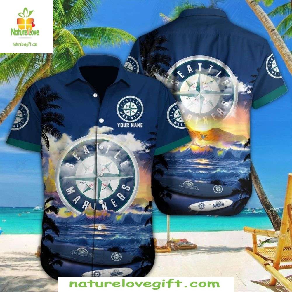 Seattle Mariners Hawaiian Customizable Sunset - Adult & Kids T-Shirts, Sweatshirts & Hoodies apparel design preview 1