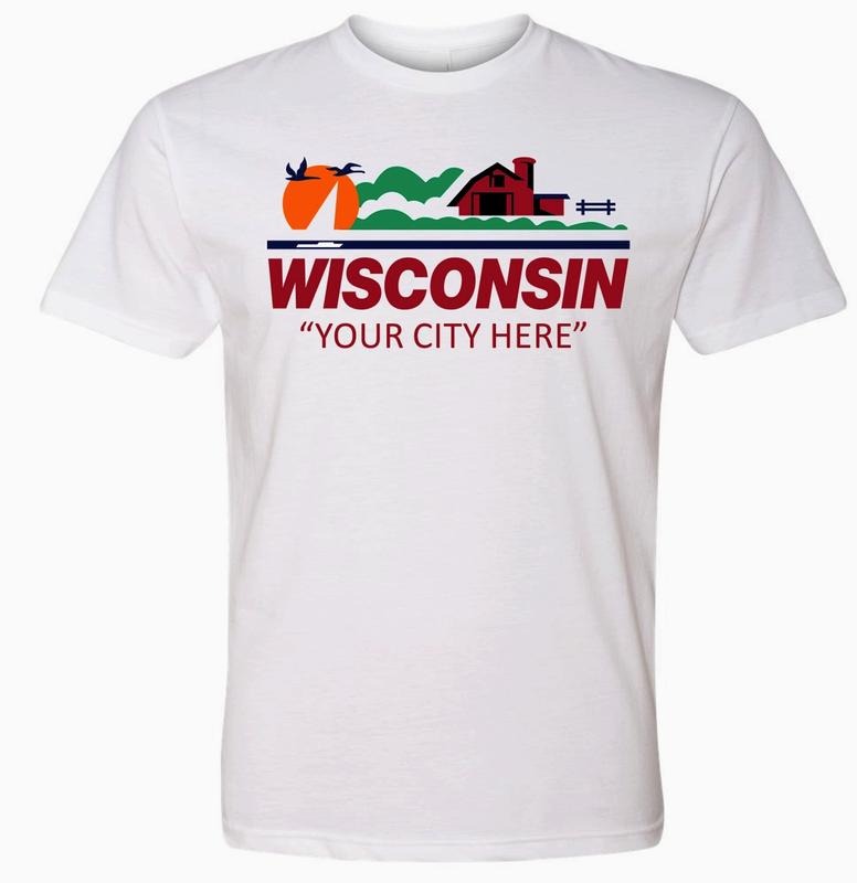 Customize Wisconsin License Plate Your City Funny - Adult & Kids T-Shirts, Sweatshirts & Hoodies apparel design preview 1