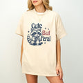 Cute But Feral Raccoon Funny Sarcastic Quote Woman - Adult & Kids T-Shirts, Sweatshirts & Hoodies apparel design preview 1
