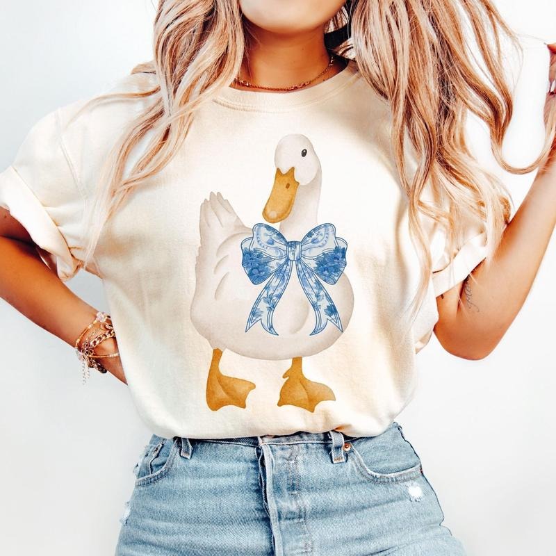 Cute Coquette Goose Lover Floral Girly - Adult & Kids T-Shirts, Sweatshirts & Hoodies apparel design preview 1