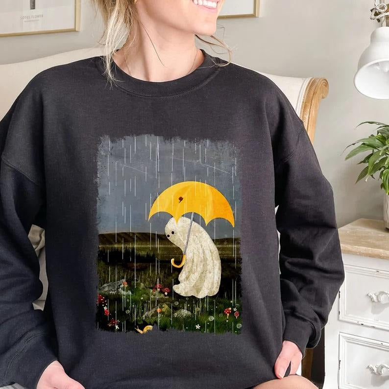 Cute Floral Ghost Fall Halloween Flower Retro Ghots - Adult & Kids T-Shirts, Sweatshirts & Hoodies apparel design preview 1