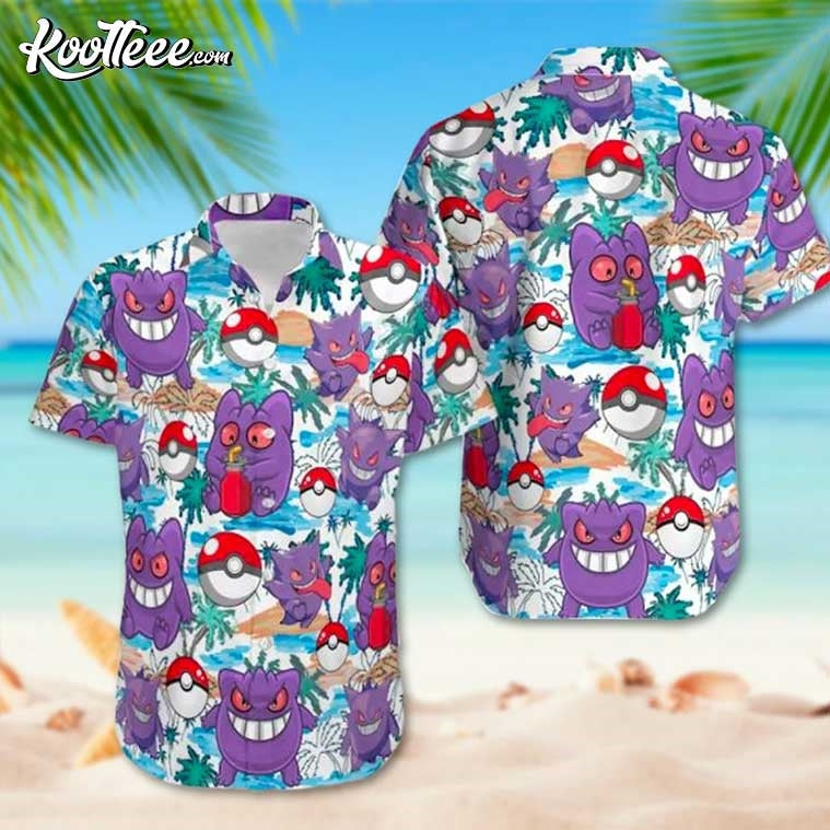 Cute Gengar Summer Hawaiian - Adult & Kids T-Shirts, Sweatshirts & Hoodies apparel design preview 1