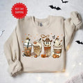 Cute Ghost Coffee Cups Halloween Western Fall Cup - Adult & Kids T-Shirts, Sweatshirts & Hoodies apparel design preview 1