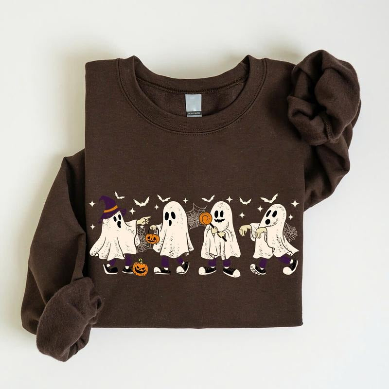 Cute Ghost Halloween Retro Spooky Season - Adult & Kids T-Shirts, Sweatshirts & Hoodies apparel design preview 1