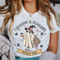 Cute Ghost DRG Halloween Coffee Bougie Here Boos - Adult & Kids T-Shirts, Sweatshirts & Hoodies apparel design preview 1