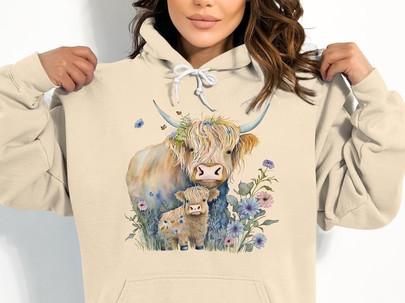 Cute Highland Cow Western Her Farmer Animal Lover - Adult & Kids T-Shirts, Sweatshirts & Hoodies apparel design preview 1