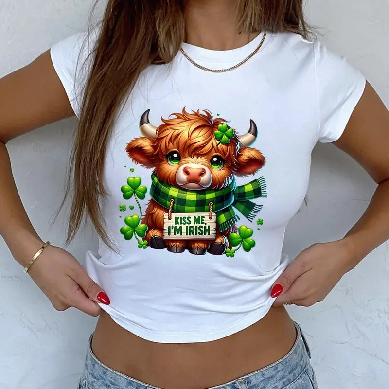 Cute Highland Cow. St Patricks Day Baby Pattys - Adult & Kids T-Shirts, Sweatshirts & Hoodies apparel design preview 1