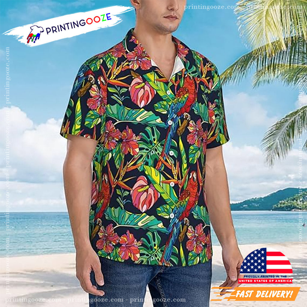 Cute Parrot No.20065 Button Down Casual Beach - Adult & Kids T-Shirts, Sweatshirts & Hoodies apparel design preview 1