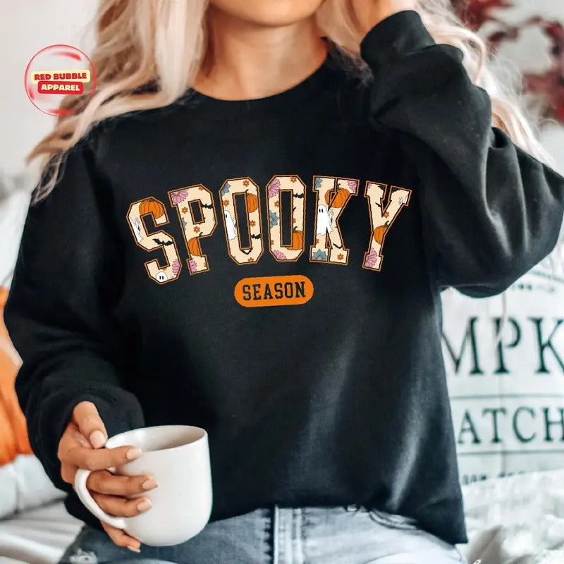 Cute Spooky Season Halloween Fall - Adult & Kids T-Shirts, Sweatshirts & Hoodies apparel design preview 1