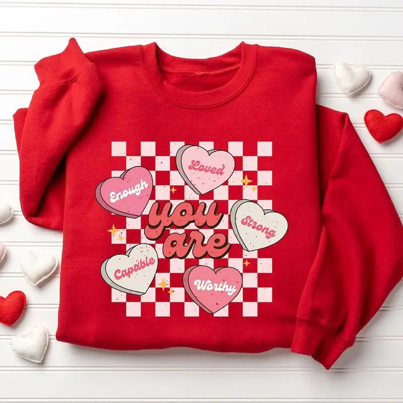 Cute Valentine Retro Heart Love - Adult & Kids T-Shirts, Sweatshirts & Hoodies apparel design preview 1
