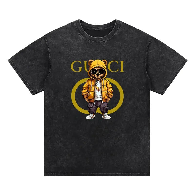 Cute Bear Cool Handsome Washed Circle Tide Is - Adult & Kids T-Shirts, Sweatshirts & Hoodies apparel design preview 1
