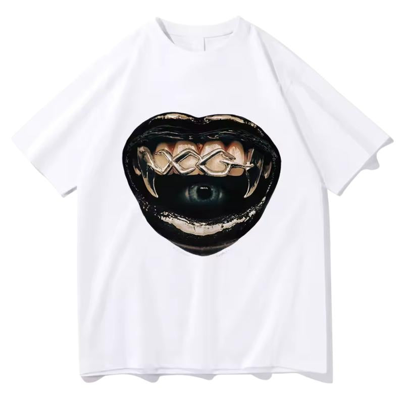Cyberpunk Fang Mouth Vintage Y2k Cotton Short Sleeve - Adult & Kids T-Shirts, Sweatshirts & Hoodies apparel design preview 1
