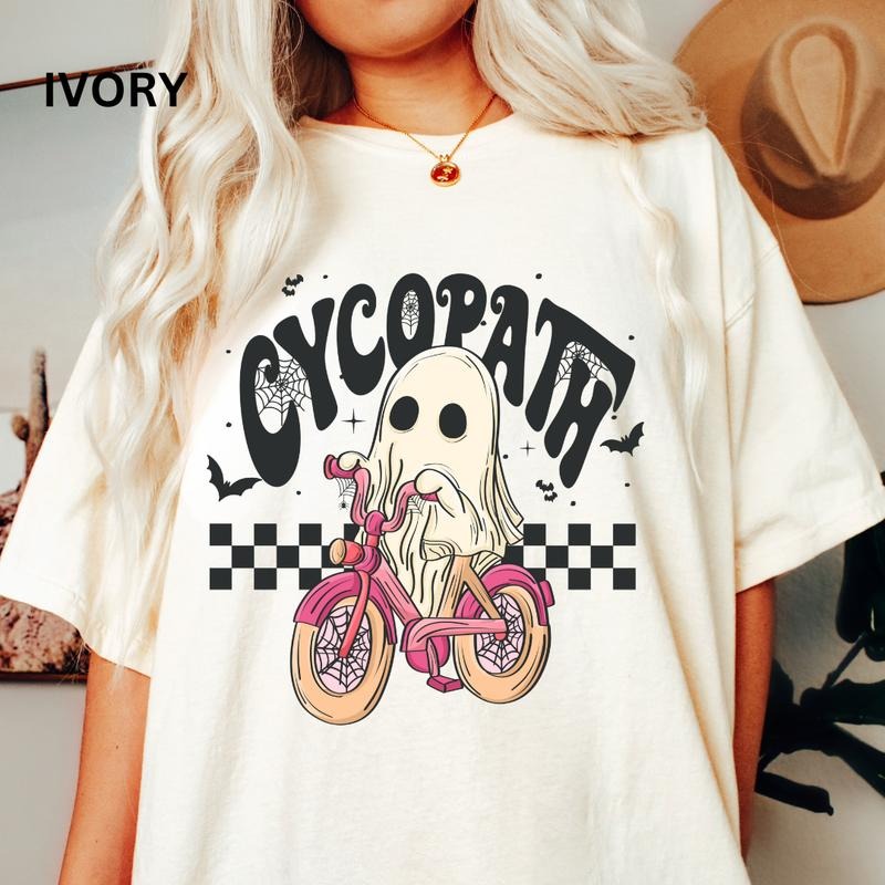 Cycopath Halloween Spooky Season Ghost Bike - Adult & Kids T-Shirts, Sweatshirts & Hoodies apparel design preview 1