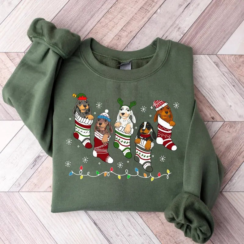 Dachshund Dog Xmas Mom Lover - Adult & Kids T-Shirts, Sweatshirts & Hoodies apparel design preview 1