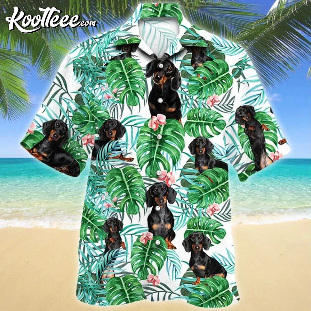 Dachshund Dog Tropical Plant Hawaiian - Adult & Kids T-Shirts, Sweatshirts & Hoodies apparel design preview 1