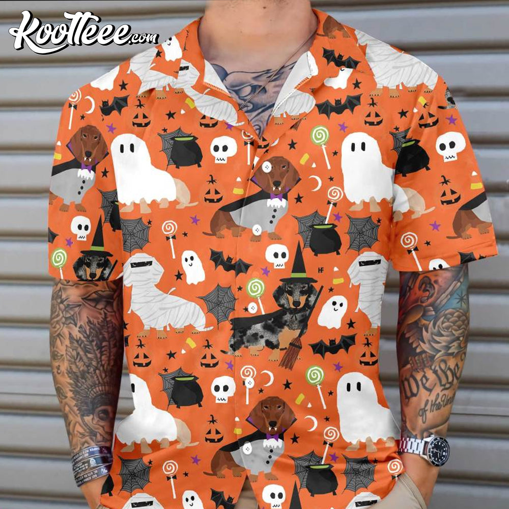 Dachshunds On Halloween Day Hawaiian - Adult & Kids T-Shirts, Sweatshirts & Hoodies apparel design preview 1