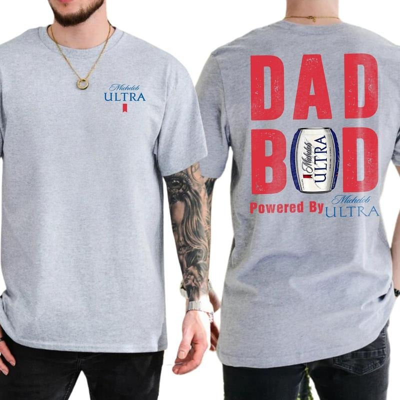 Dad Bod Powered Michelob Ultra Beer Drink Summer - Adult & Kids T-Shirts, Sweatshirts & Hoodies apparel design preview 1