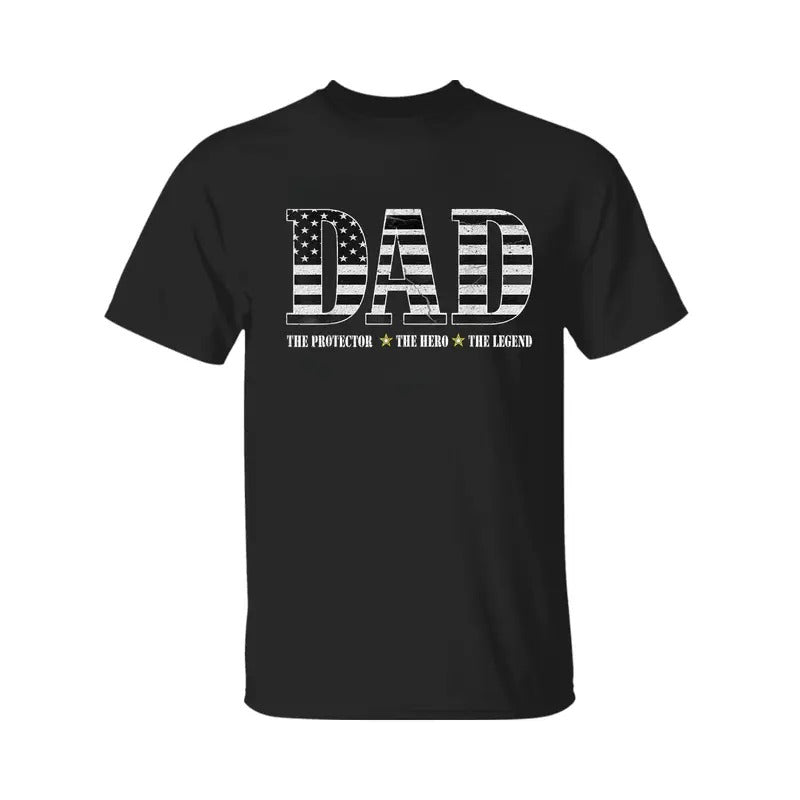 Dad Protector Hero Legend American Flag Cross 2025 - Adult & Kids T-Shirts, Sweatshirts & Hoodies apparel design preview 1