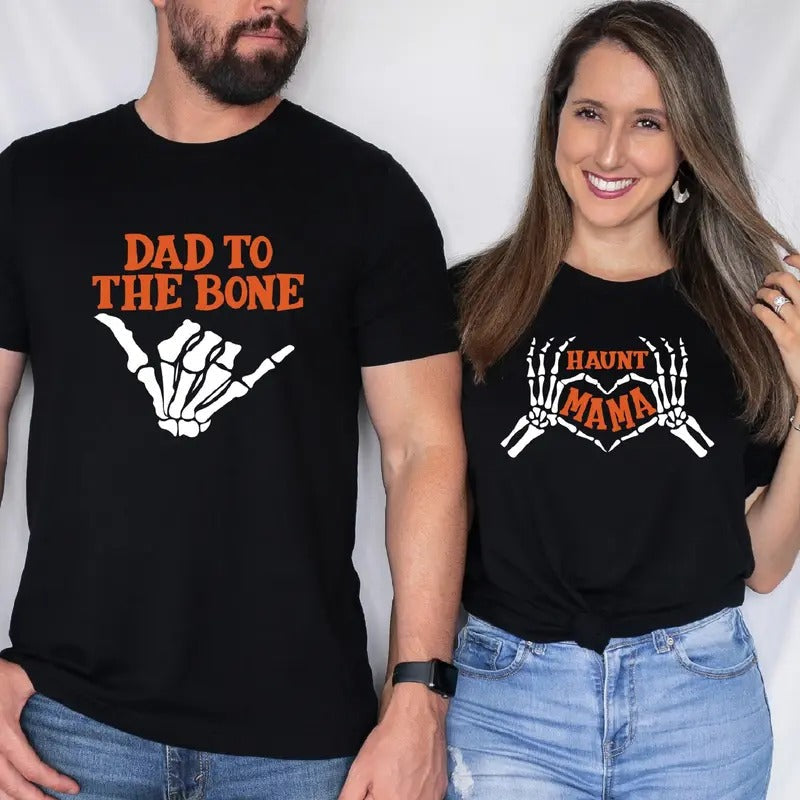 Dad Bone Haunt Mama Matching Parents Funny Skeleton - Adult & Kids T-Shirts, Sweatshirts & Hoodies apparel design preview 1