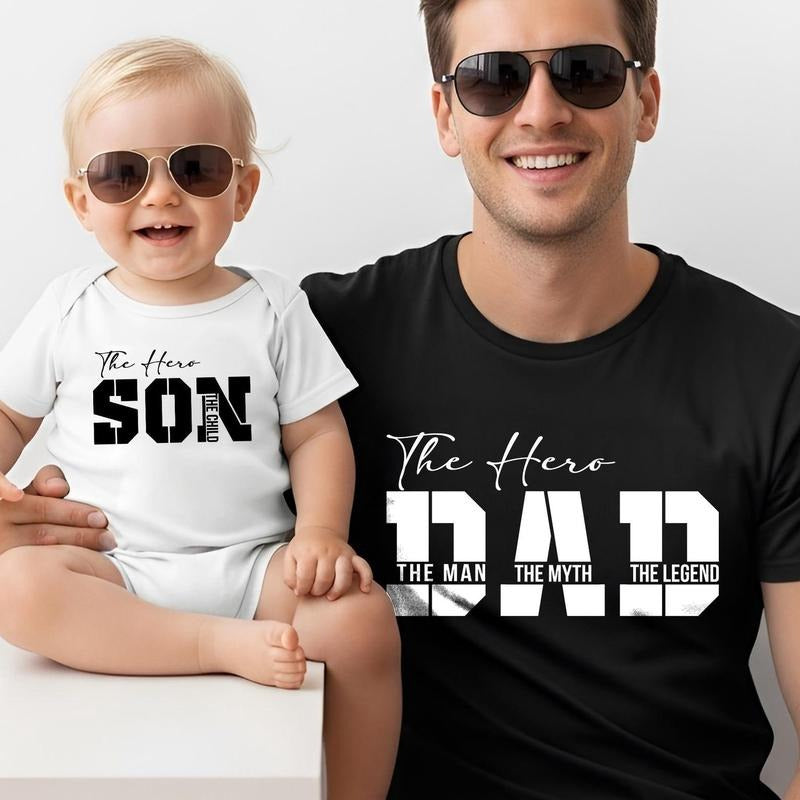 Dad Baby Boy Matching Man Legend Son Daddy Me New - Adult & Kids T-Shirts, Sweatshirts & Hoodies apparel design preview 1