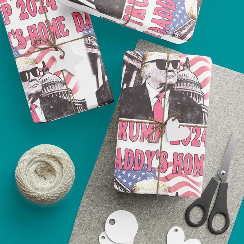 Daddy'S Home Wrap Make Great Again Trump Wrapping - Adult & Kids T-Shirts, Sweatshirts & Hoodies apparel design preview 1