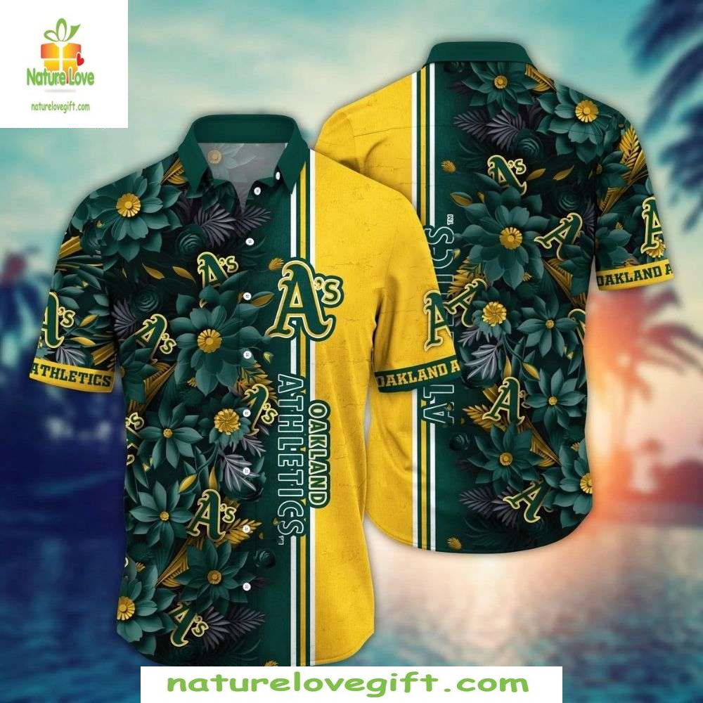 Oakland Athletics Hawaiian Daisy Field Floral MLB - Adult & Kids T-Shirts, Sweatshirts & Hoodies apparel design preview 1