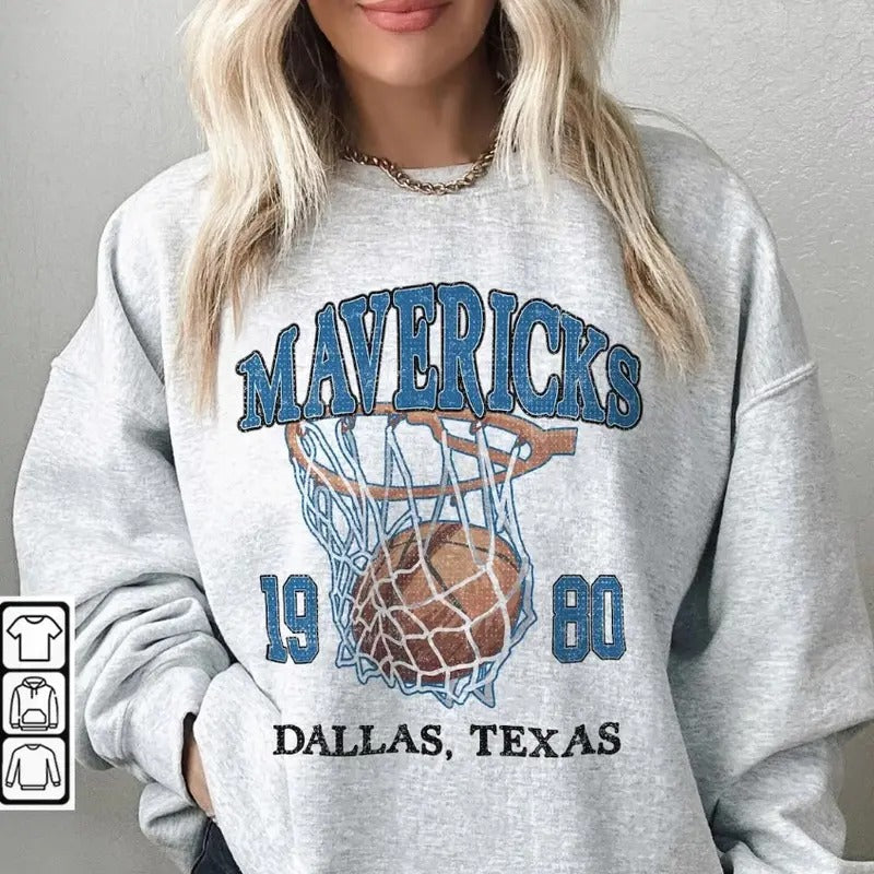 Dallas Basketball Vintage Sport Mavericks 90s - Adult & Kids T-Shirts, Sweatshirts & Hoodies apparel design preview 1