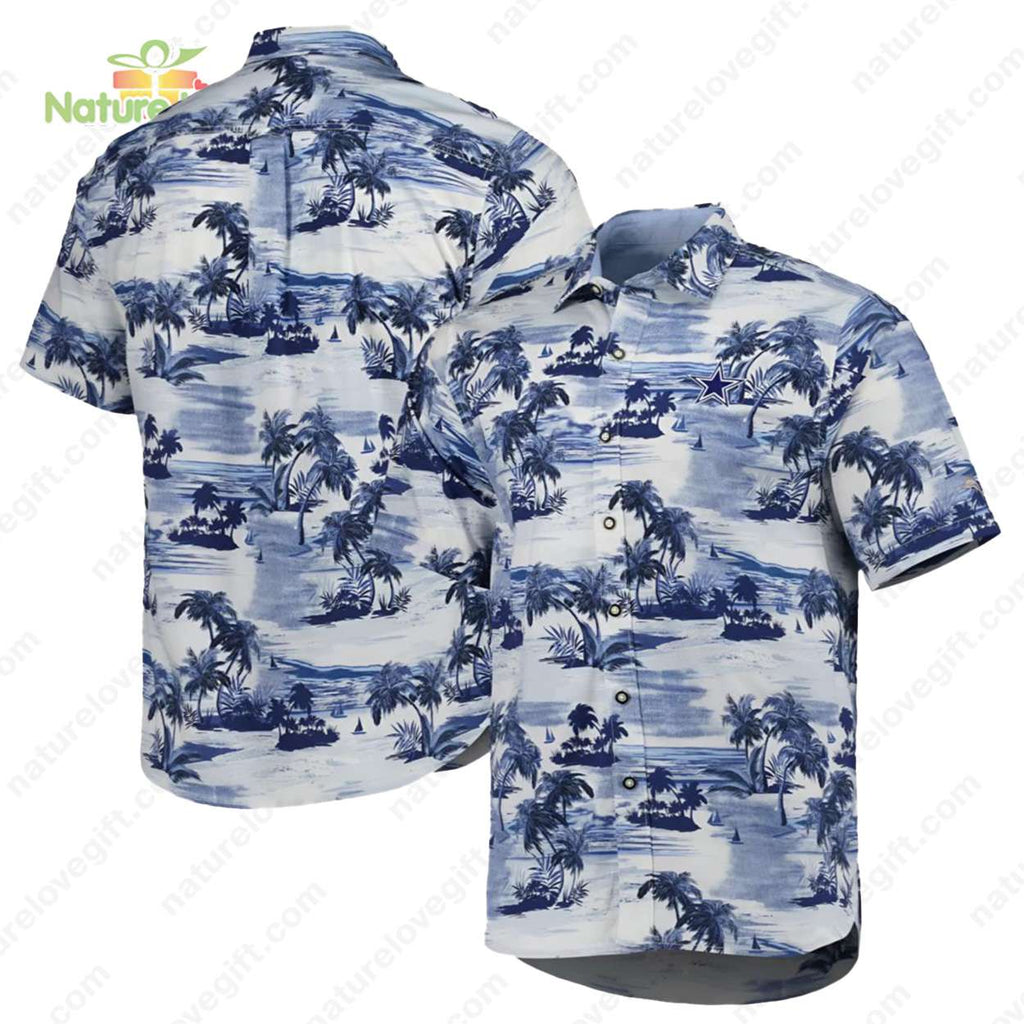 Dallas Cowboys Palm Tree Men's Tropical Button-Down - Adult & Kids T-Shirts, Sweatshirts & Hoodies apparel design preview 1