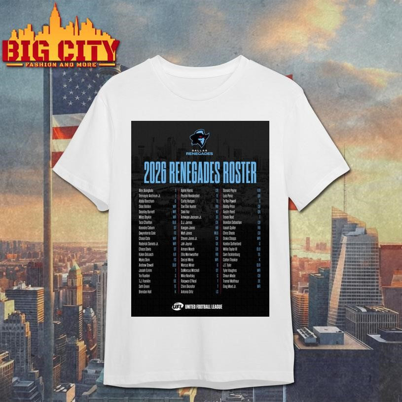 Dallas Renegades United Football League 2026 Roster - Adult & Kids T-Shirts, Sweatshirts & Hoodies apparel design preview 1