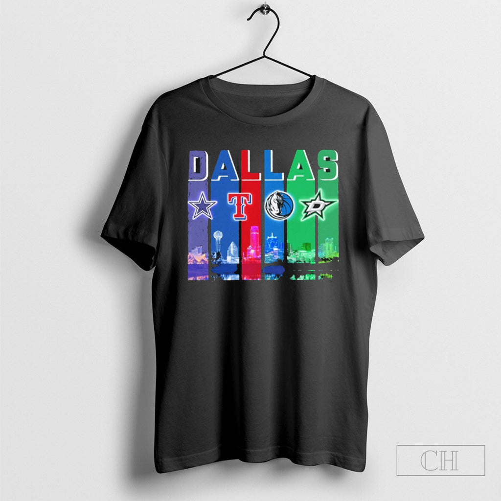 Dallas Retro Skyline Sports Teams Logo - Adult & Kids T-Shirts, Sweatshirts & Hoodies apparel design preview 1